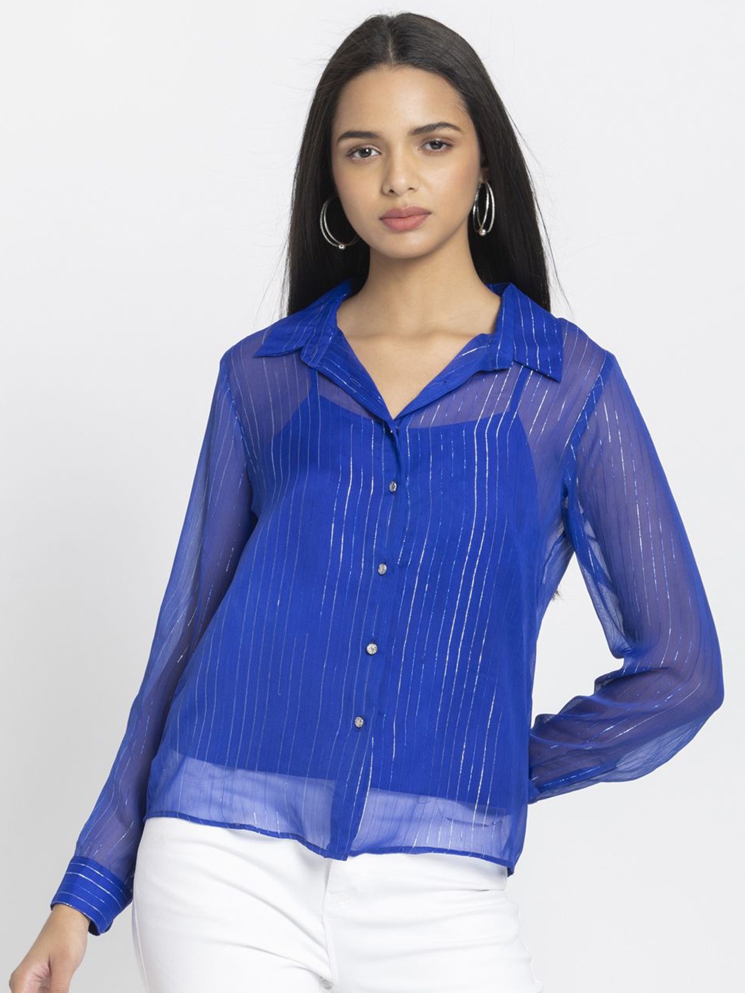 

SHAYE Women Smart Opaque Casual Shirt, Blue