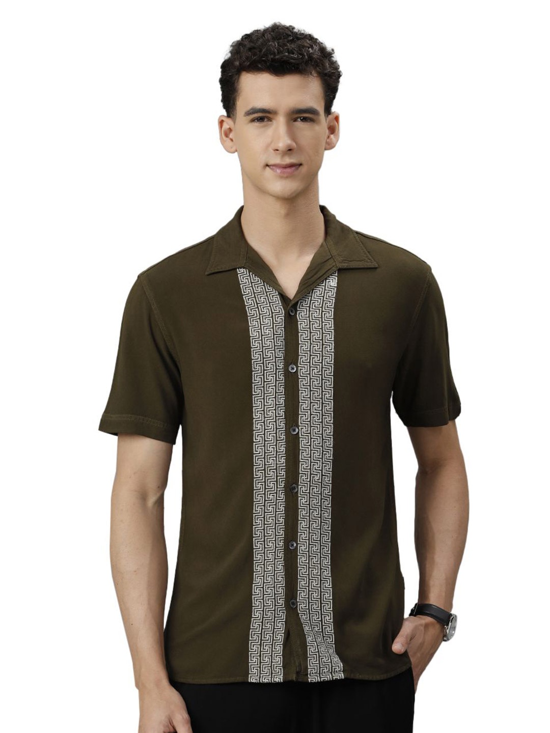 

IDENTITI Men Slim Fit Opaque Casual Shirt, Black