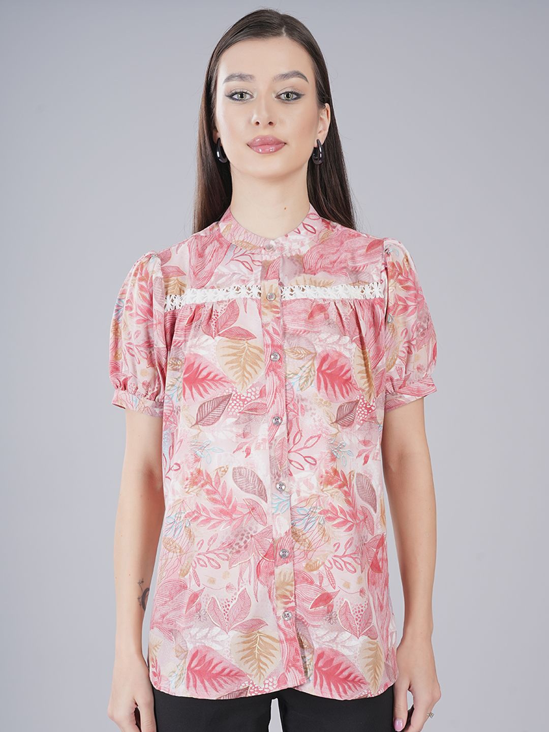 

FIMS Floral Printed Kurti, Peach