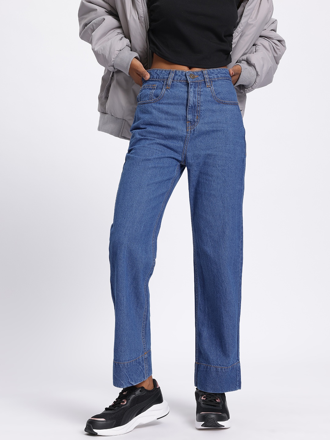 

glitchez Women Everyday Straight Fit Jeans, Blue