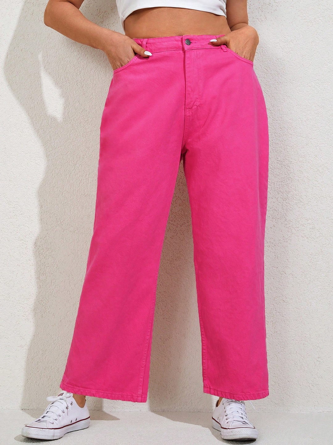 

HIGH BUY Women Straight Fit High-Rise Jeans, Pink