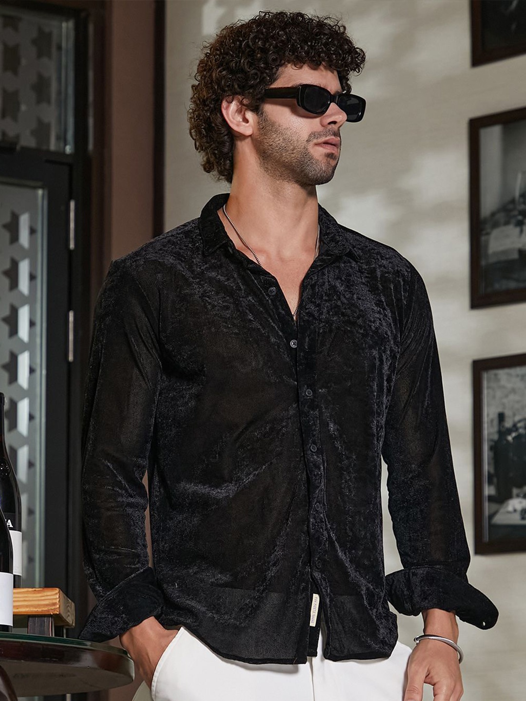 

Campus Sutra Men Comfort Opaque Printed Casual Shirt, Black