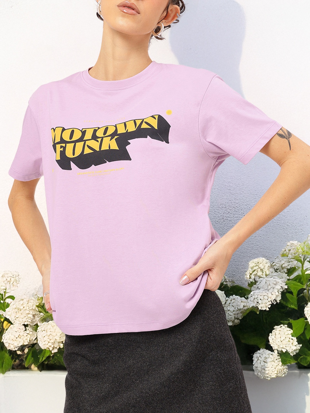 

DressBerry Witty Wearables Motown Printed Relaxed Tee, Lavender