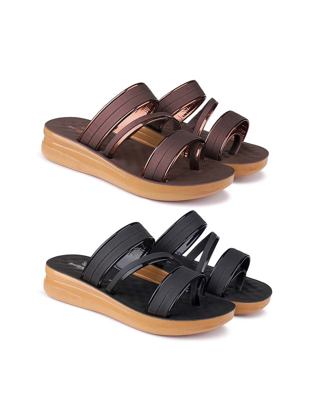 

BERSACHE Women Open Toe Flats, Brown