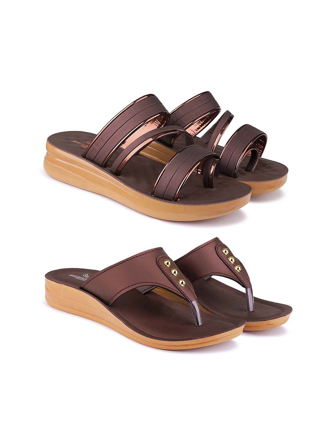 

BERSACHE Women Open Toe Flats, Brown