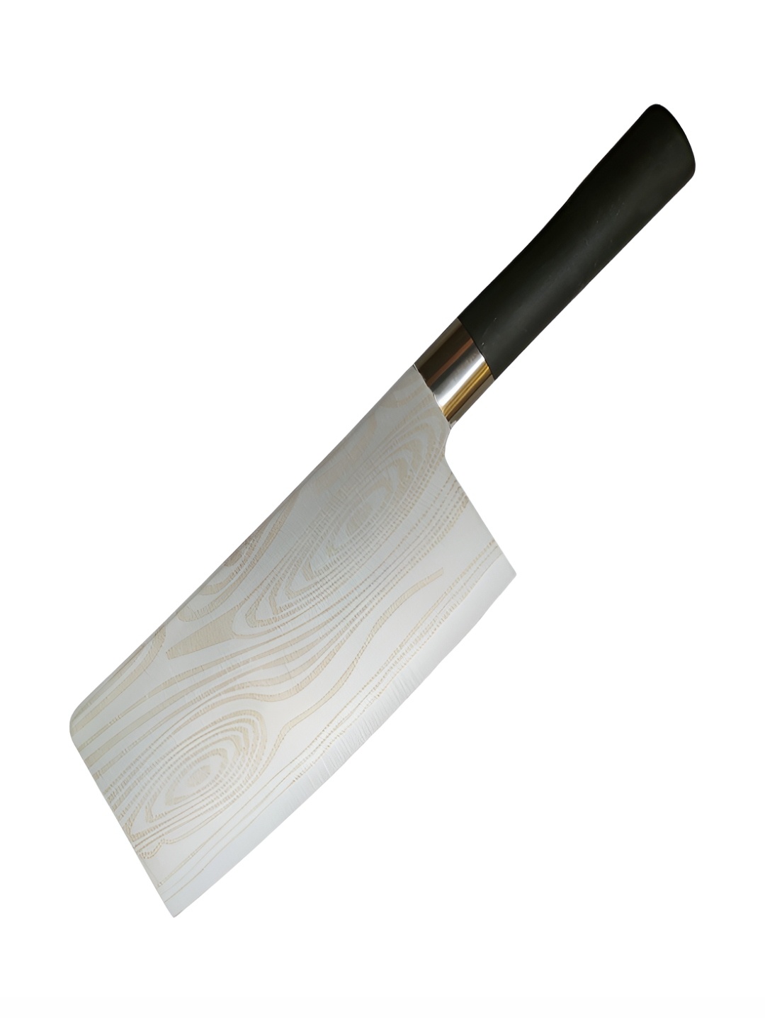 

MACHADO Silver-Toned and Black Damascus Shun Cleaver Stainless Steel Knife