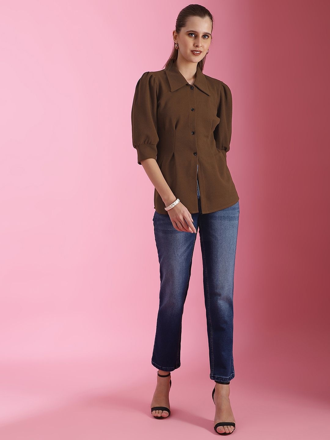 

Moda Rapido Women Opaque Casual Shirt, Brown