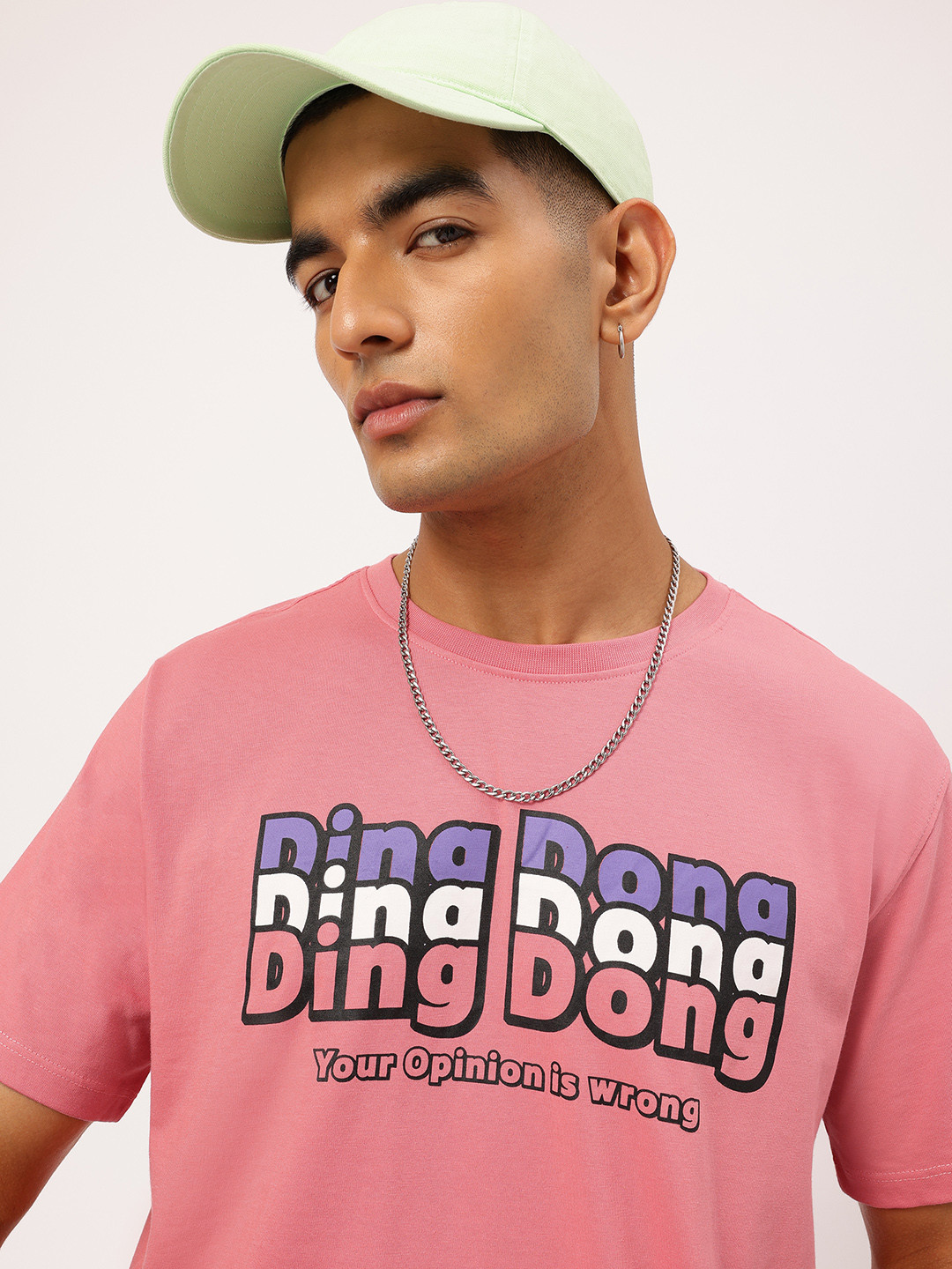 

Kook N Keech Chill-Vibe-Check Slang Printed Relax Tee, Pink