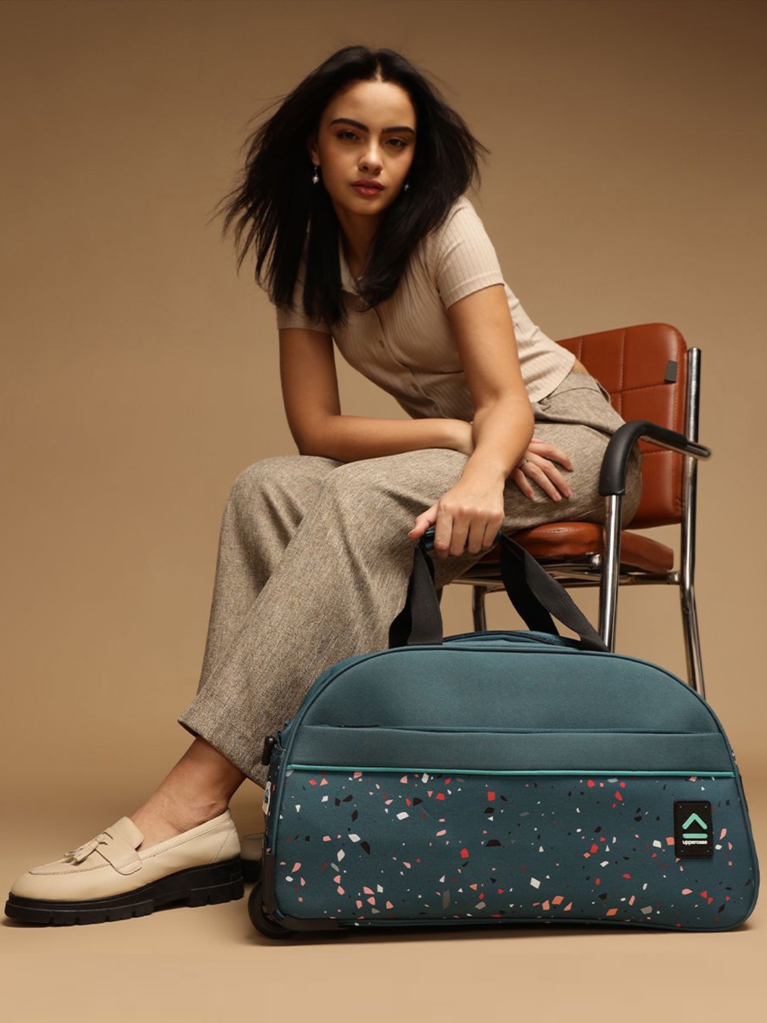 

uppercase Terra Printed Large Duffel Trolley Bag-46 L, Teal