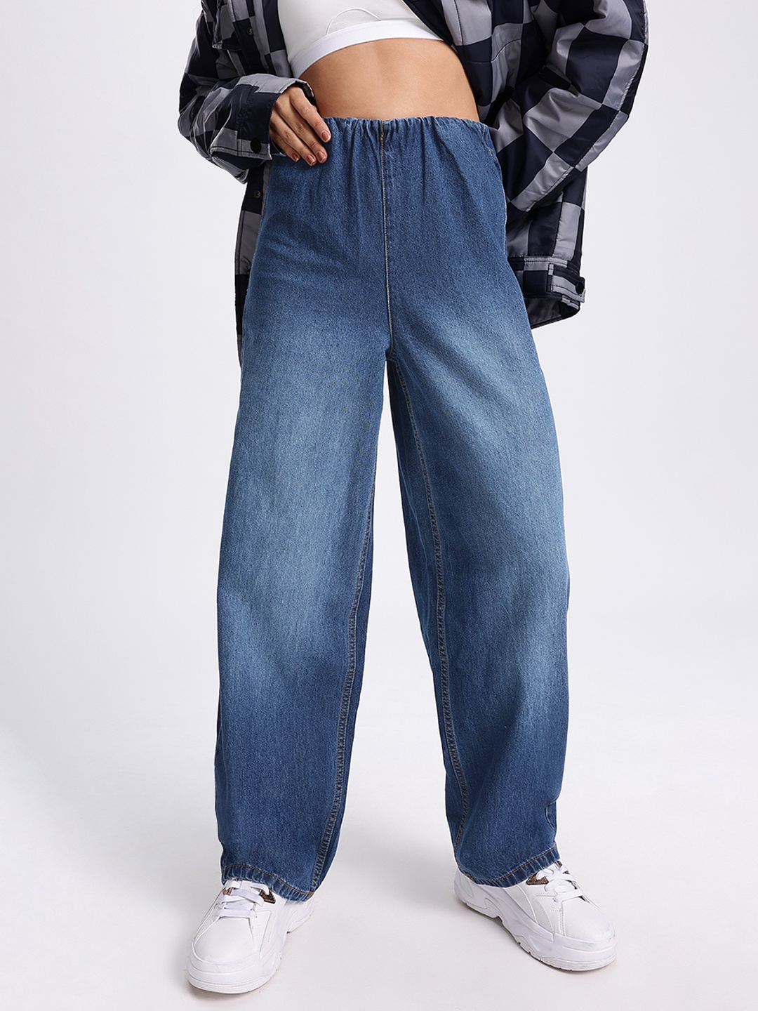 

glitchez Women All-Out Ease Baggy Jeans, Blue
