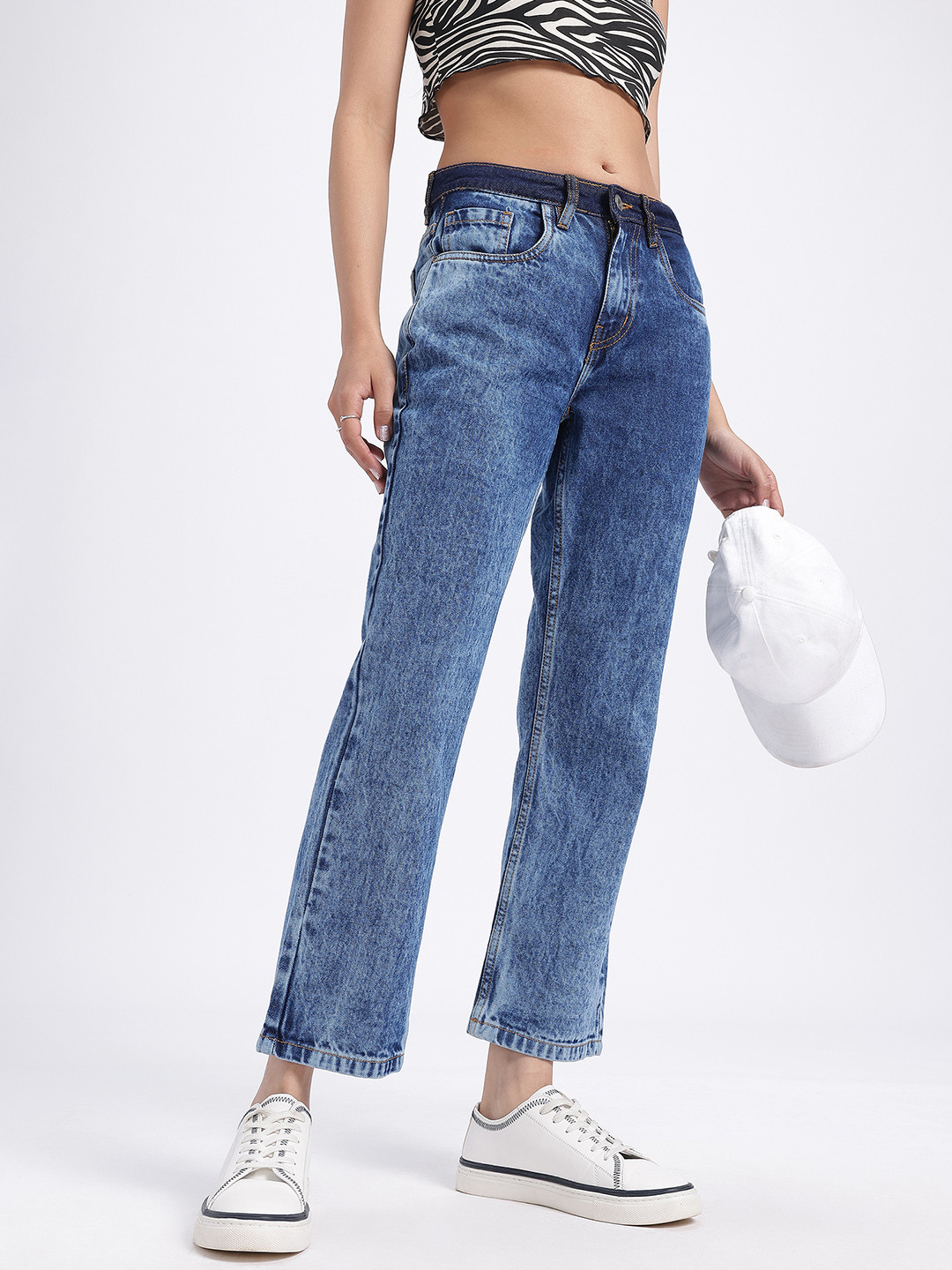 

glitchez Women Comfy Core Straight Fit Jeans, Blue