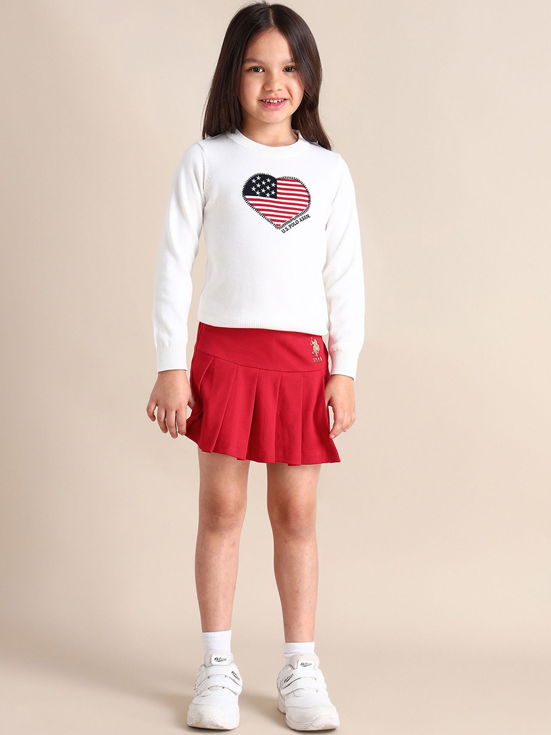 

U.S. Polo Assn. Kids Girls Pure Cotton A-Line Mini Skirts, Red