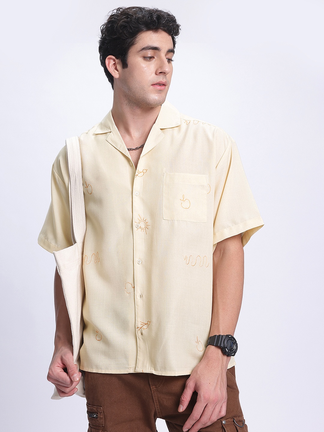 

glitchez Conversational Design Relaxed Shirt, Yellow