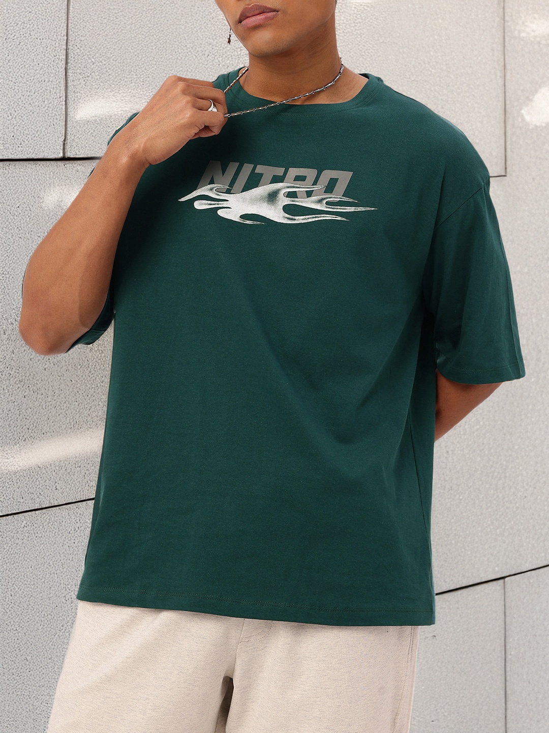 

Kook N Keech Urban Edge Printed Oversized T-shirt, Green