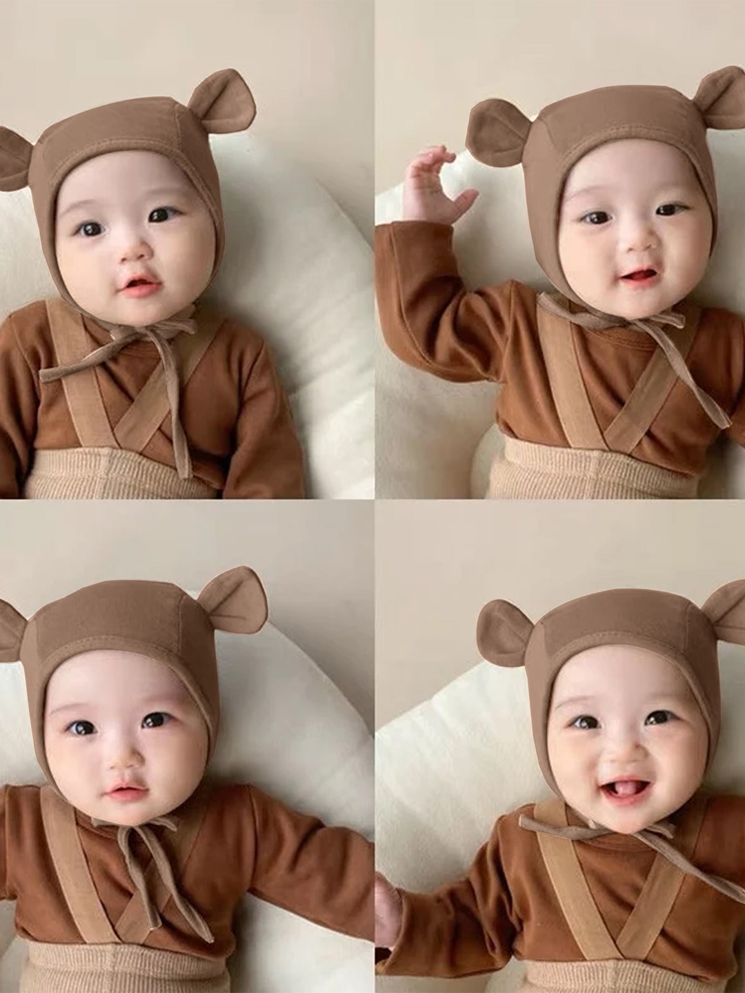 

Babymoon Infants Cotton Bear Ears Cap Prop, Coffee brown