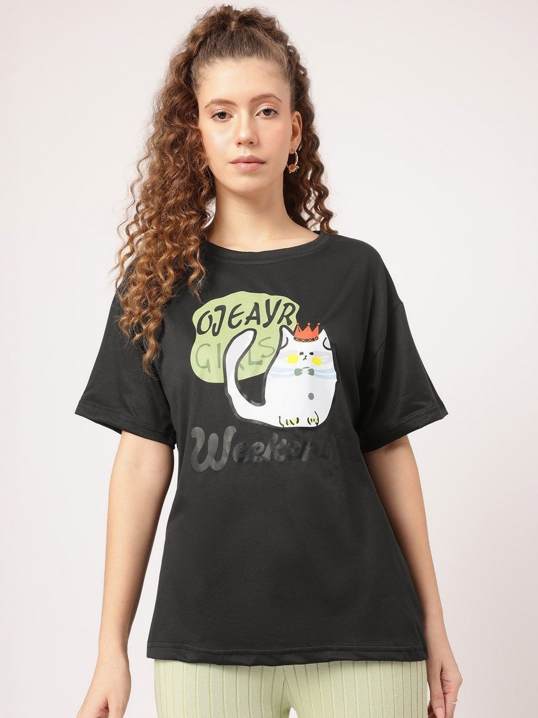 

StyleCast Women Printed T-shirt, Black
