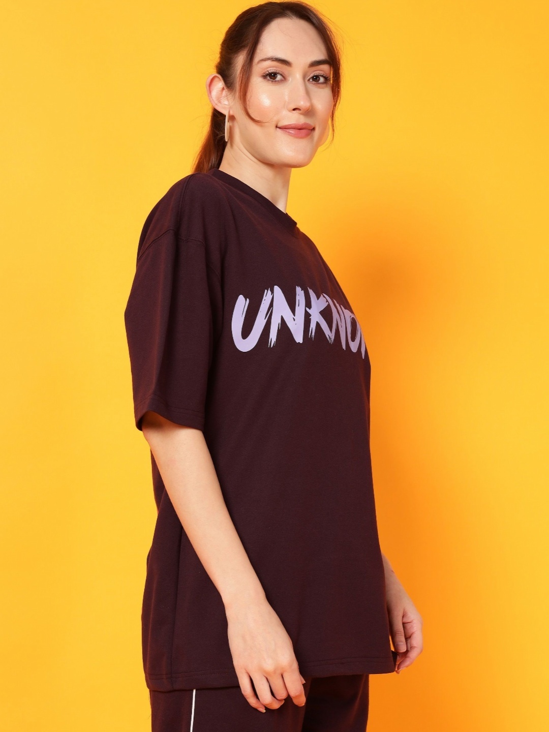 

Mast & Harbour Women Printed Drop-Shoulder Sleeves Abzorb T-shirt, Purple