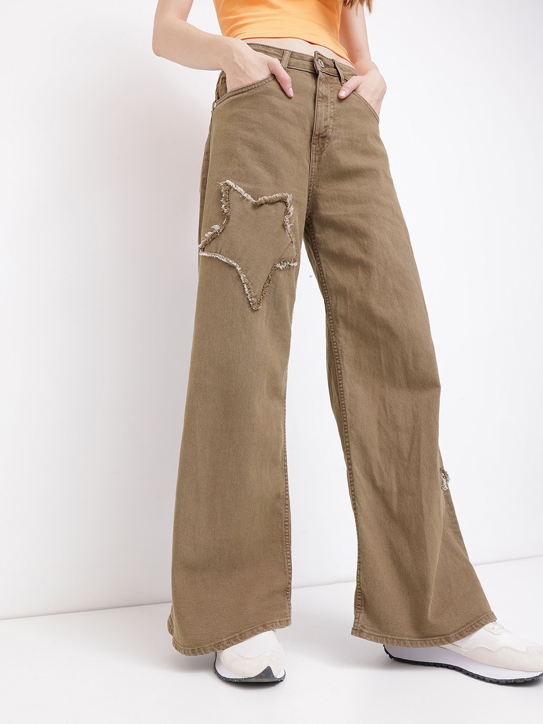 

DressBerry Stole The Star For You Wide-Leg Jeans, Olive