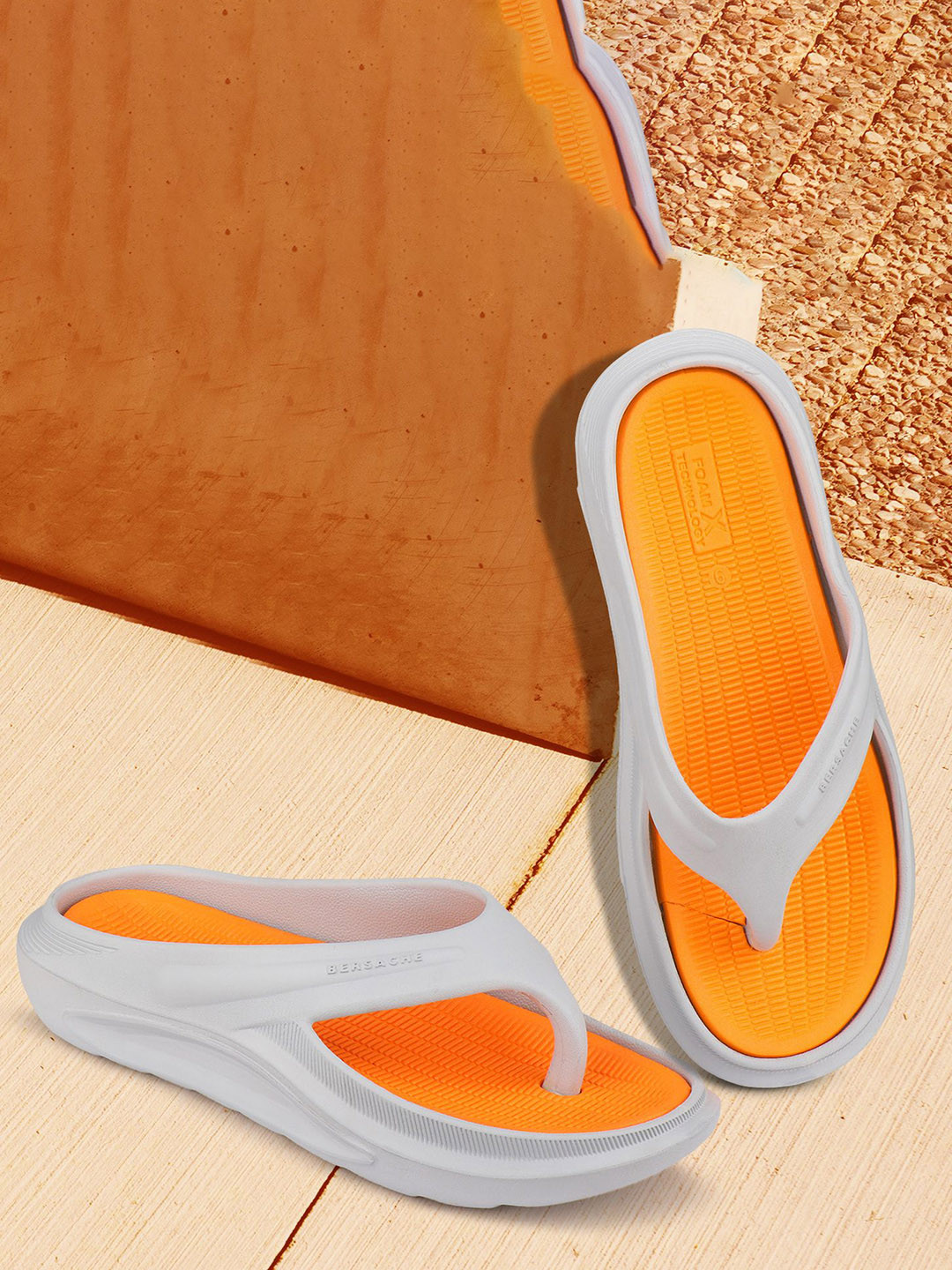

BERSACHE Men Ultra Soft T-Strap Flats, Orange