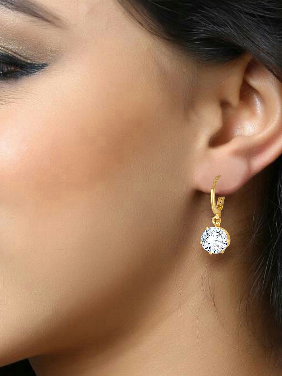 

DIVASTRI Gold-Plated Cubic Zirconia Studded Drop Earrings