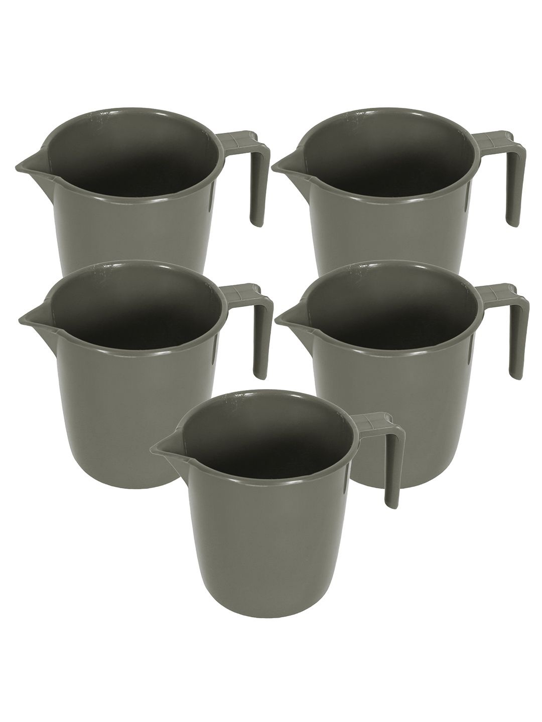 

Kuber Industries Grey 5 Pieces Glossy Bath Mug 1L Each