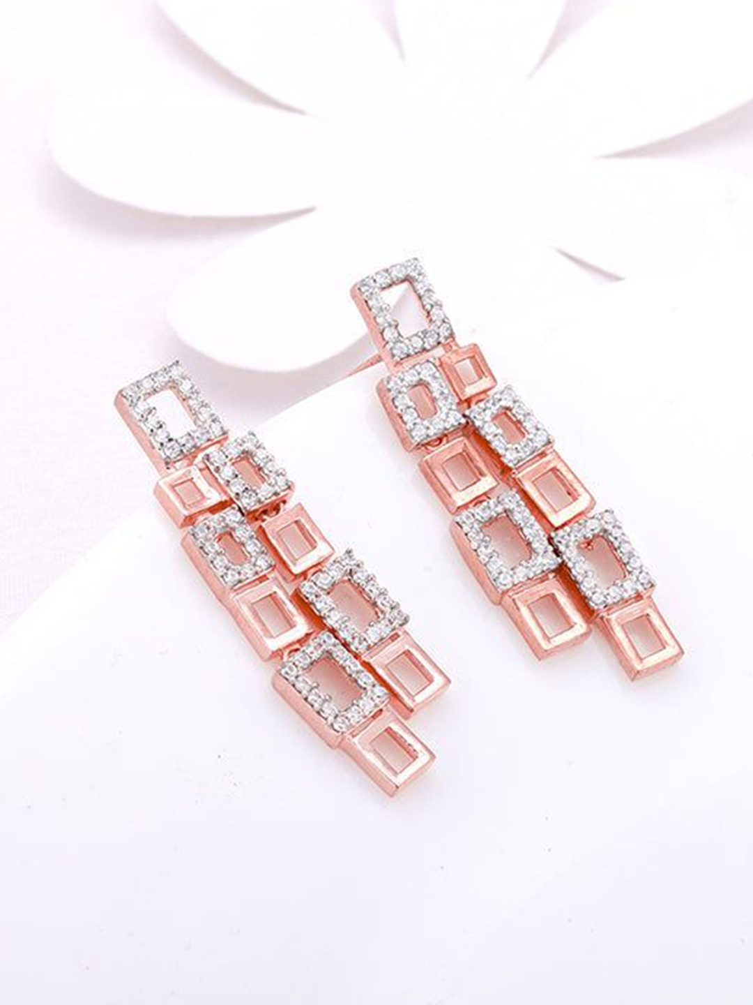 

GIVA Geometric Drop Earrings, Rose
