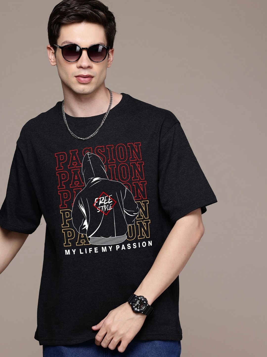 

Moda Rapido Men Printed T-shirt, Charcoal