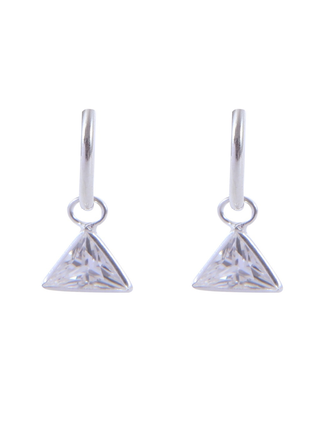 

Abhooshan 92.5 Sterling Silver Silver-Plated Cubic Zirconia Triangular Hoop Earrings, White