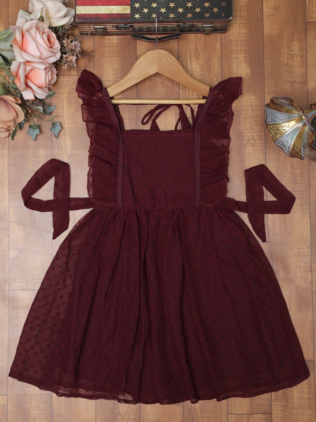 

BAESD Georgette Fit & Flare Dress, Burgundy