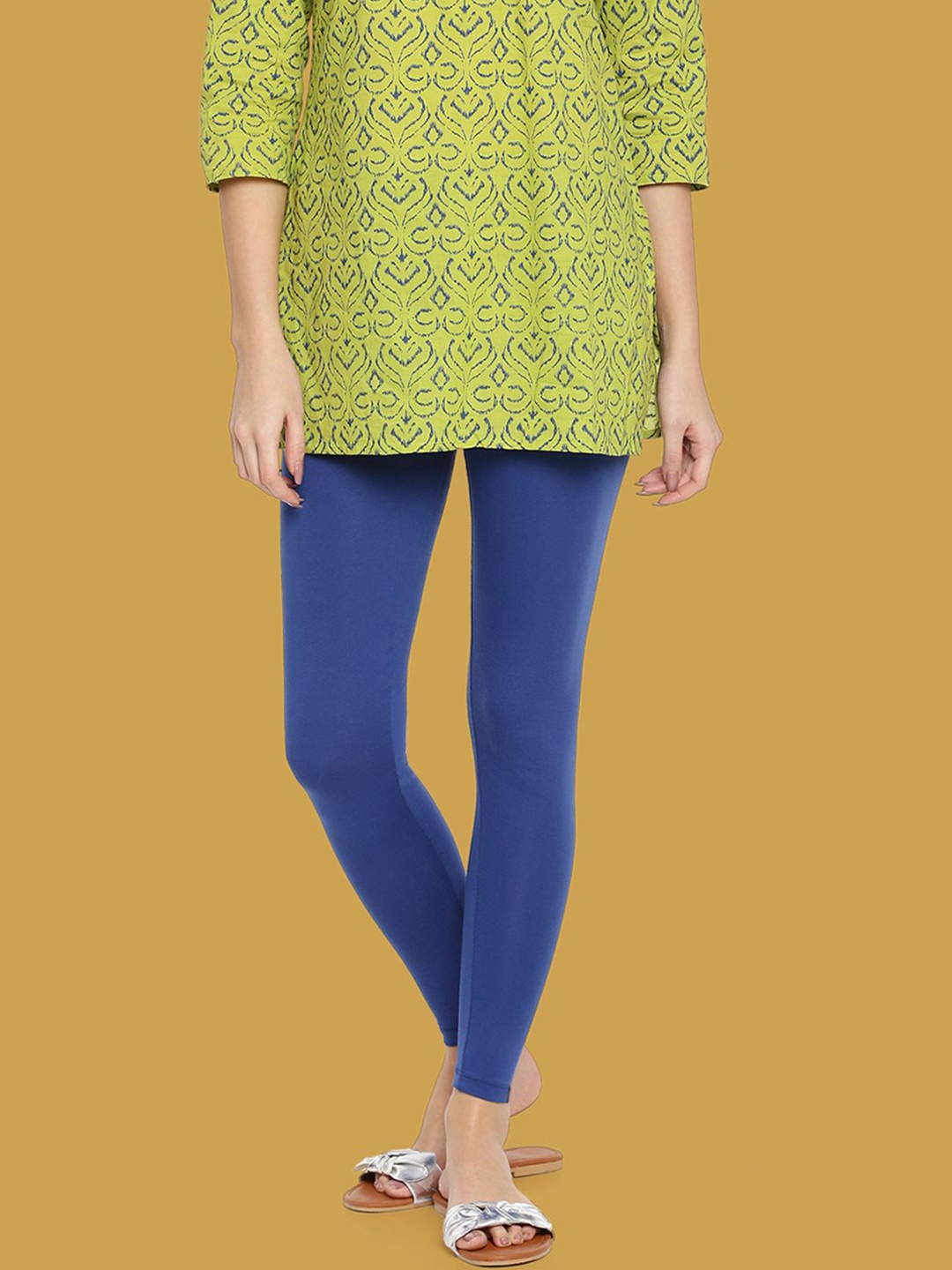 

TWIN BIRDS Women Cotton Blend Solid Bay Breeze Ankle Length Legging, Navy blue