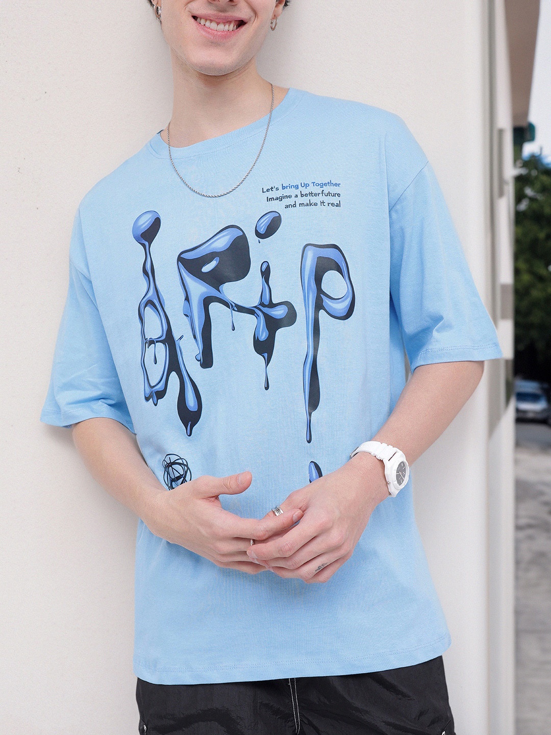 

Kook N Keech Drip With Swagger Oversized T-shirt, Blue