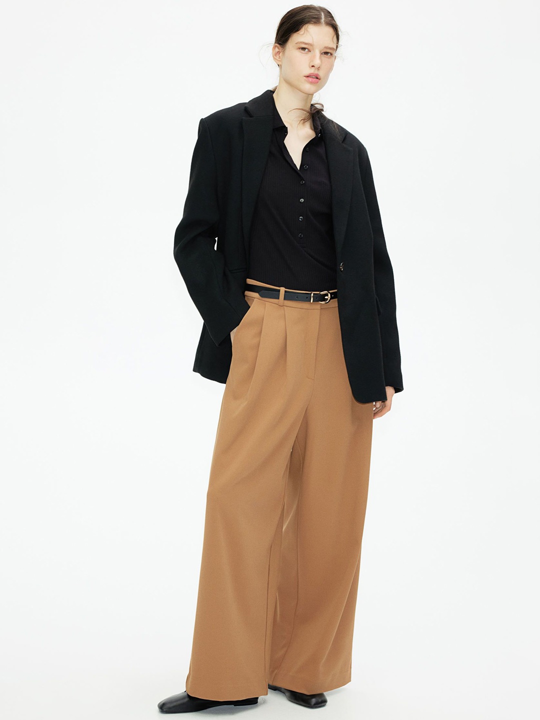 

H&M Wide Trousers, Beige