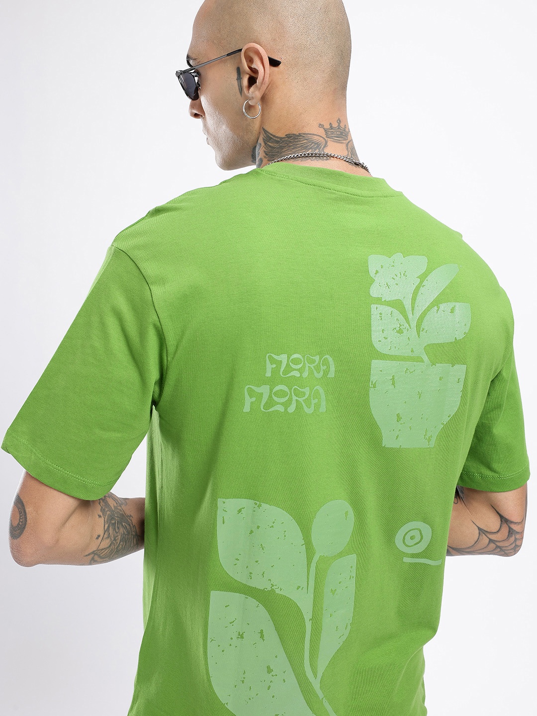 

glitchez Urban Dope Printed Oversized T-shirt, Green