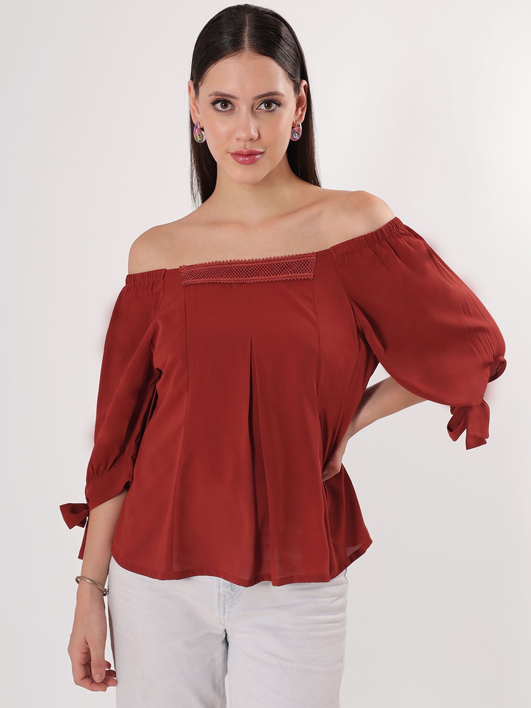 

clobug Off-Shoulder Top, Rust