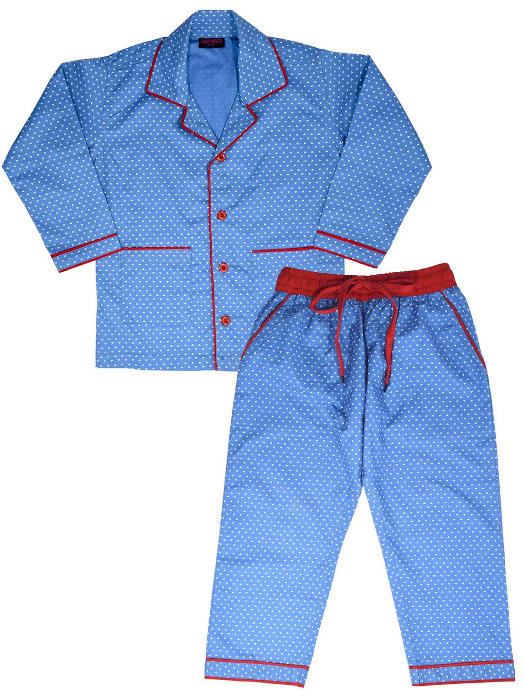 

Shopmozo Unisex Kids Printed Shirt with Pyjamas, Blue