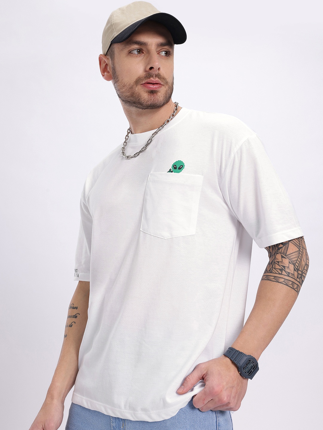 

glitchez Space Invader Oversized T-shirt, White