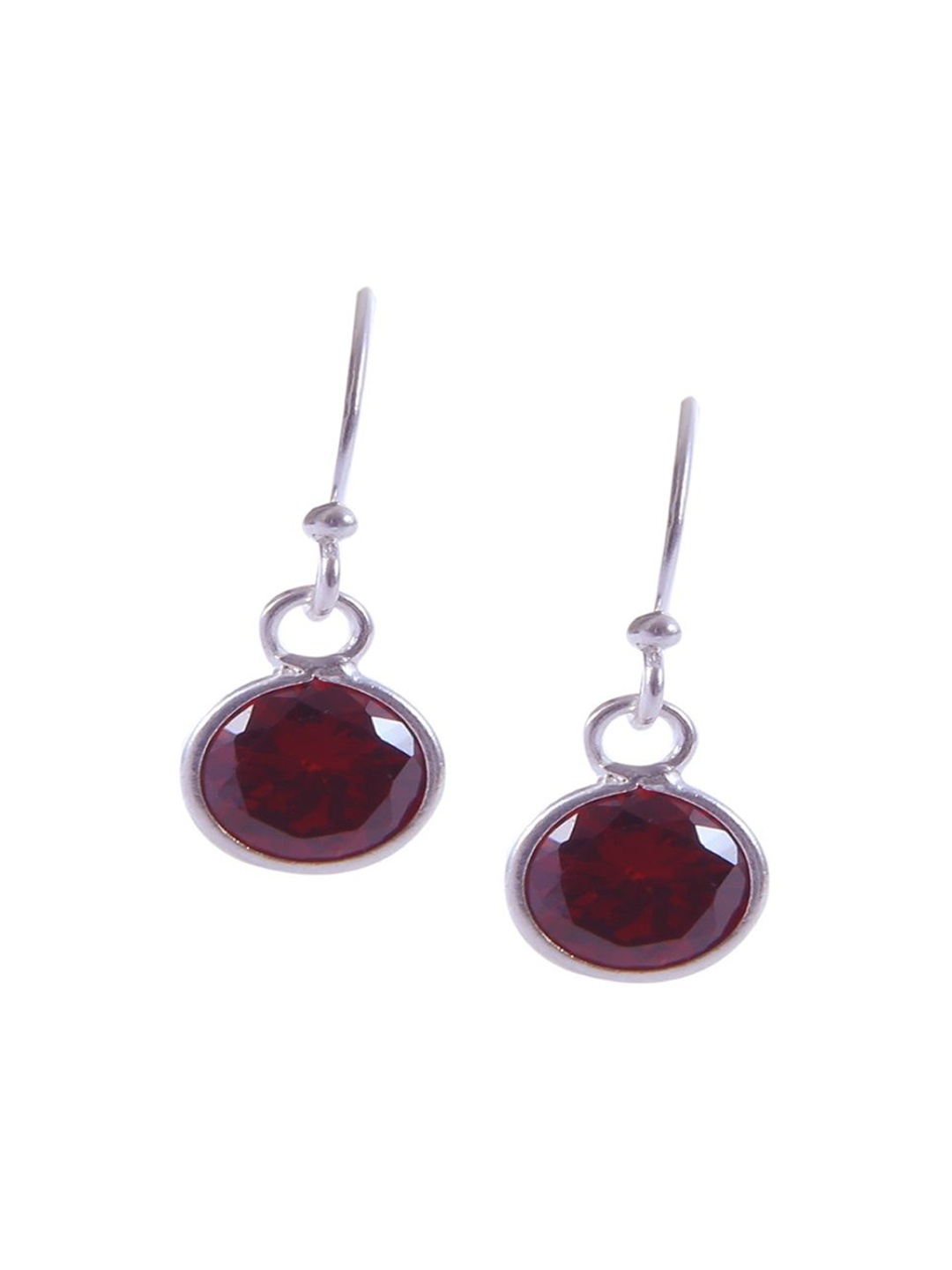 

Abhooshan Sterling Silver Silver-Plated Circular Drop Earrings, Red
