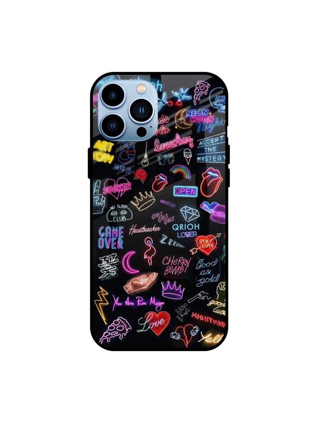 

QRIOH Quirky Printed iPhone 13 Pro Max Back Case Mobile Accessories, Black