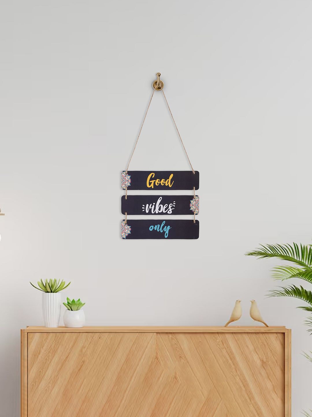 

Kuber Industries Black & Blue Inspirational Quotes 3 Layered Wooden Wall Hanging