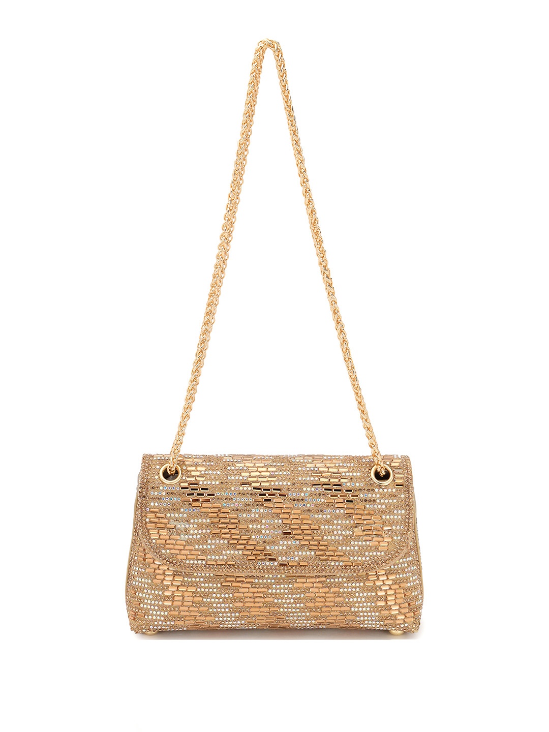

Justin Whyte Embellished Structured Shoulder Bag with Quilted, Rose gold