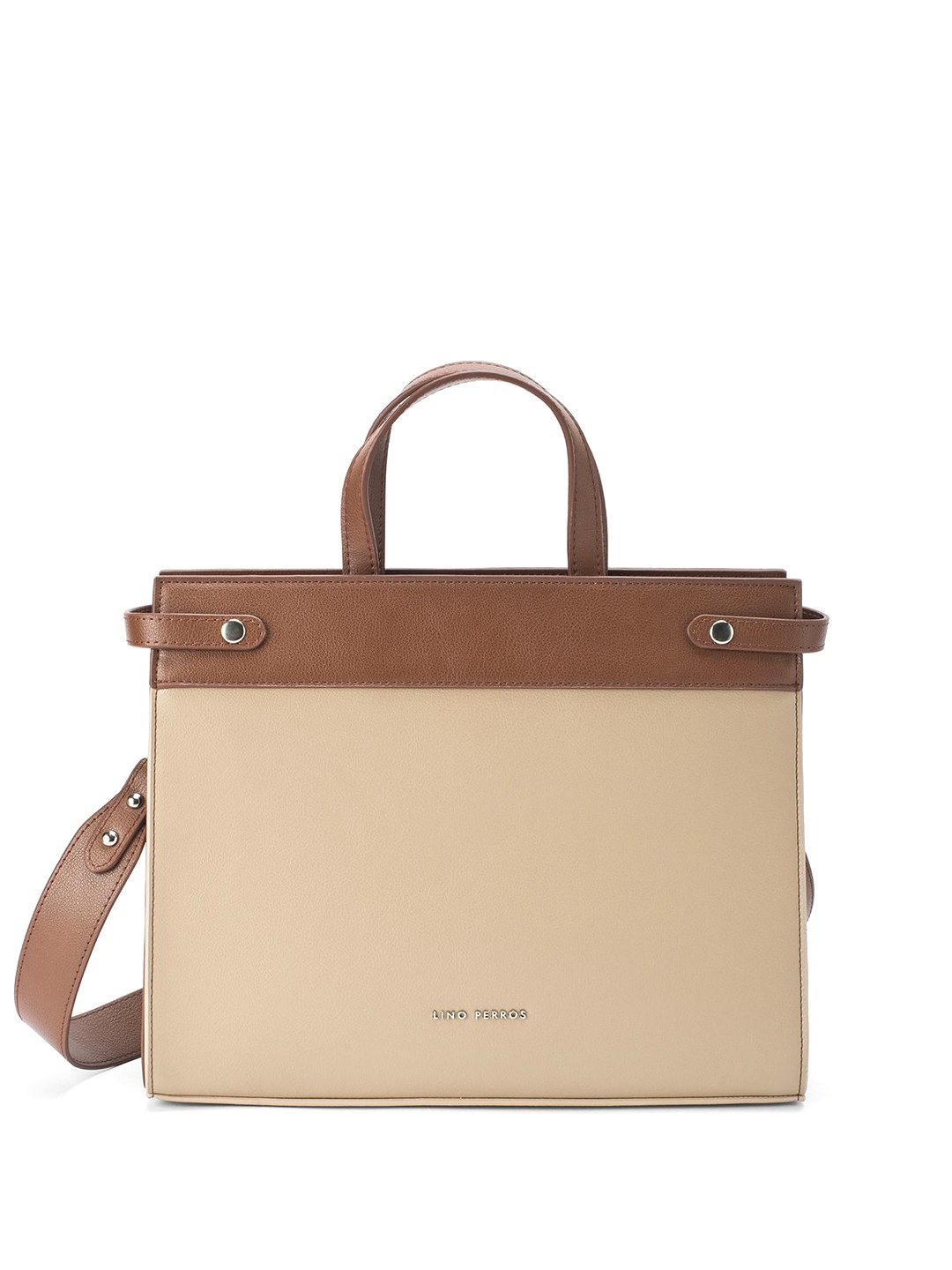 

Lino Perros Structured Tote Bag with Applique, Beige