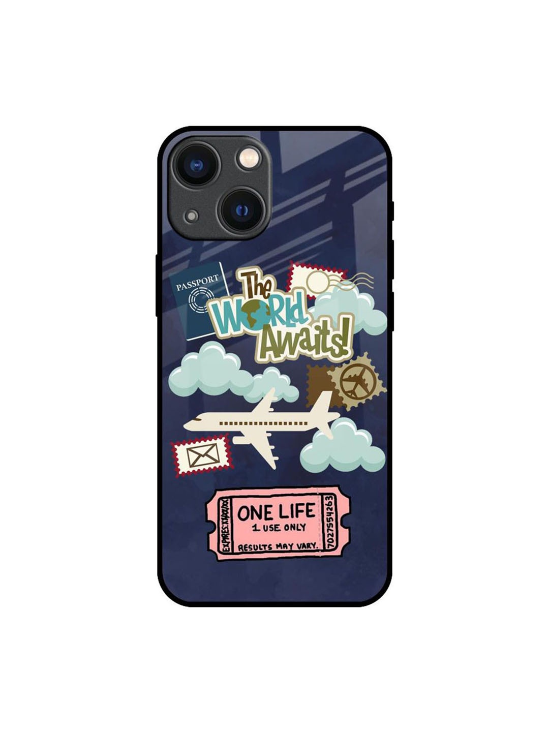 

QRIOH Floral Printed iPhone 14 Plus Back Case Mobile Accessories, Navy blue