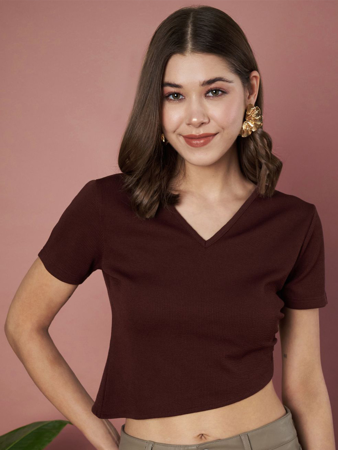 

SZN Velvet Crop Top, Coffee brown