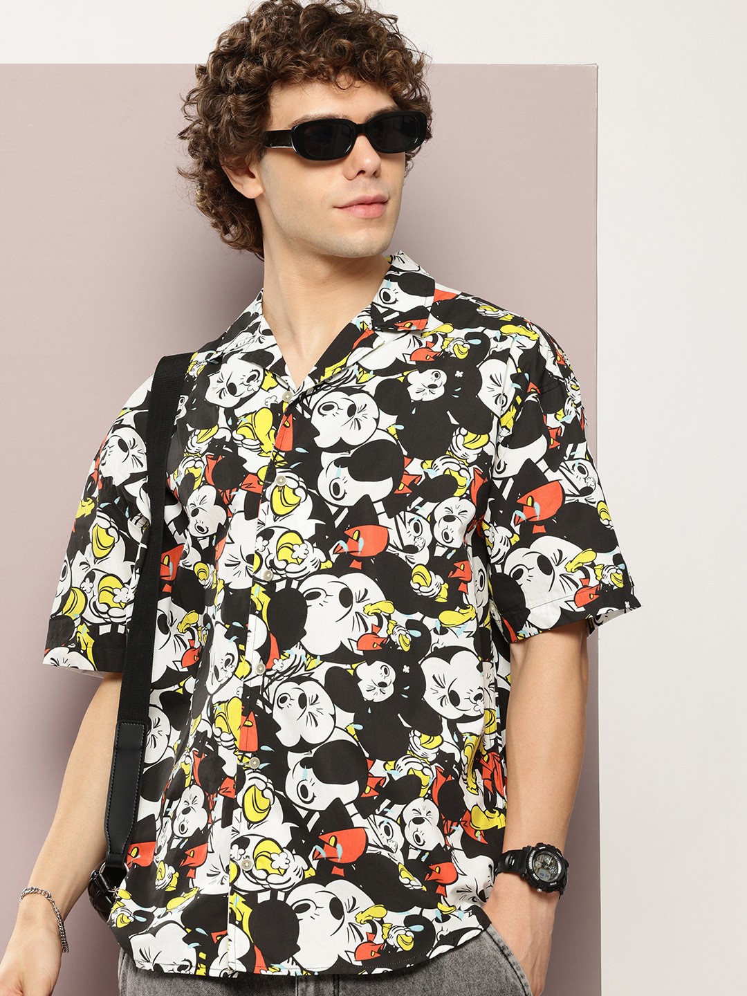 

Kook N Keech Pure Cotton Mickey Mouse Printed Oversized Shirt, Black