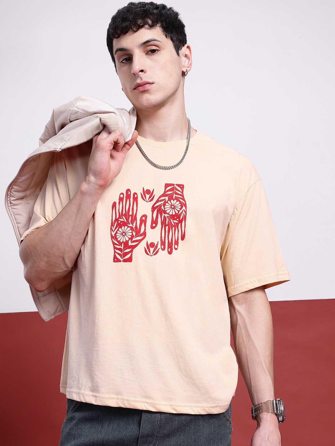 

Kook N Keech Graffiti Rebel Printed Relaxed Fit T-shirt, Peach
