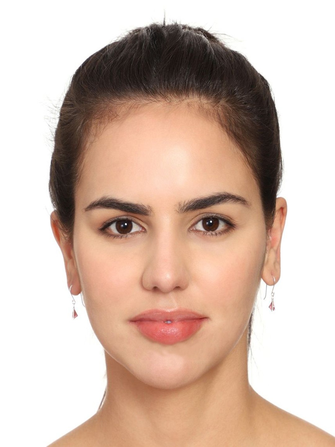 

Abhooshan Sterling Silver-Plated Cubic Zirconia Studded Triangular Shaped Drop Earrings, Pink