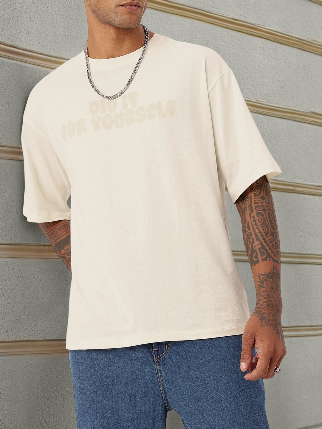 

Kook N Keech Edgy Achieved Solo Printed Oversized T-shirt, Off white