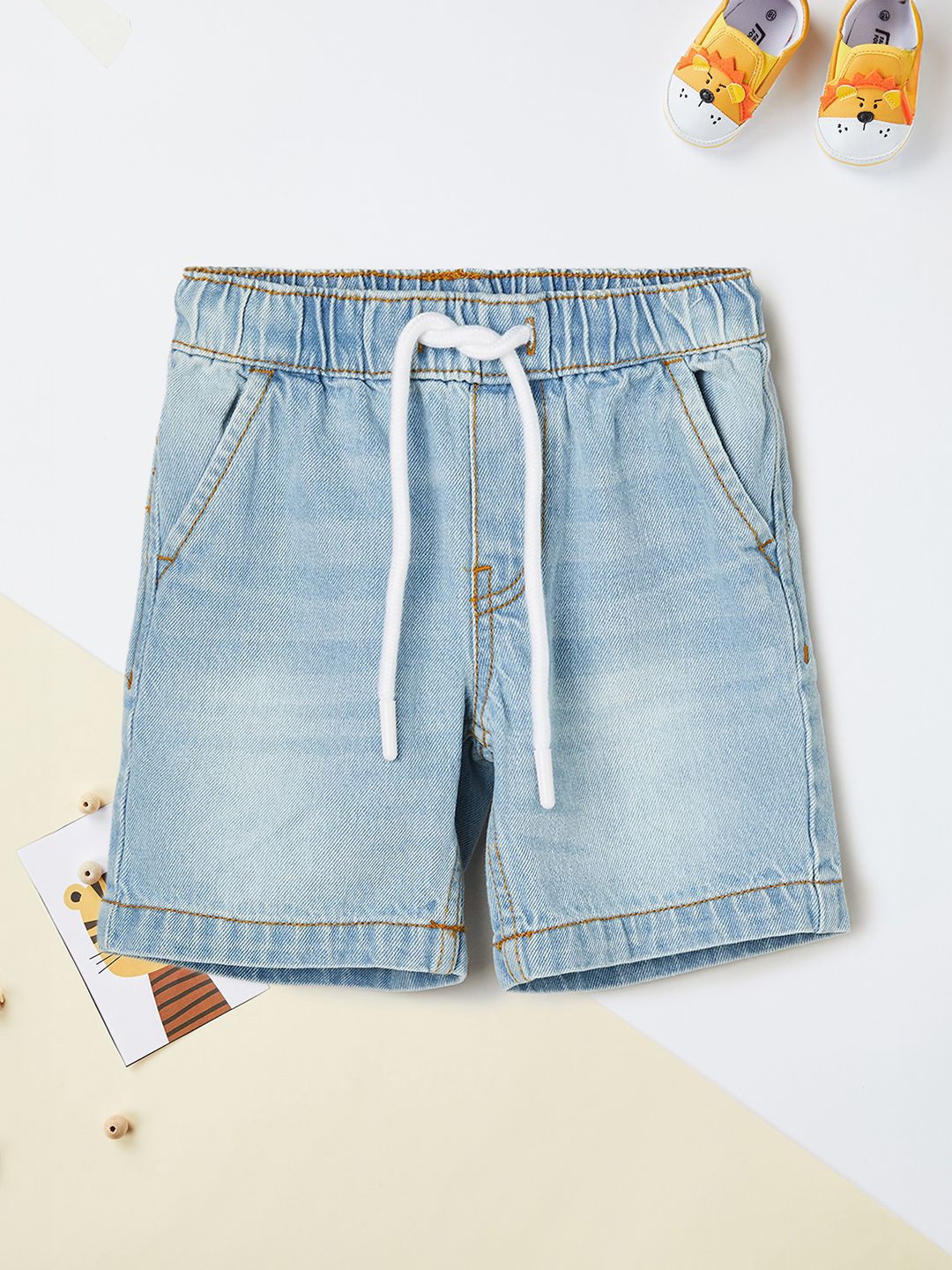 

max Boys Washed Denim Shorts Technology, Blue