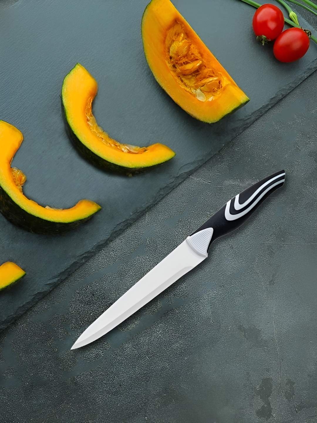 

MACHADO Silver-Toned & Black Stainless Steel Sharp Slicer Knife