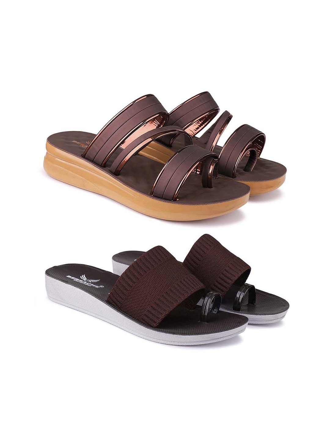 

BERSACHE Women Open Toe Flats, Brown